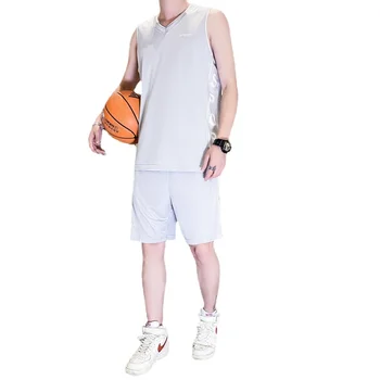 Мъжки летен спортен костюм, бързосъхнеща облекло за джогинг, тениска с къси ръкави, дрехи за футбол и баскетбол, фитнес от ледената коприна