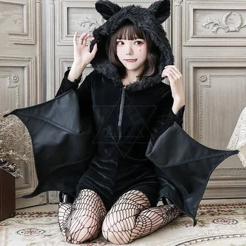 Комплект за Хелоуин, черен костюм демон прилеп вампир на ужасите, ролята на костюма на кралицата на вампирите