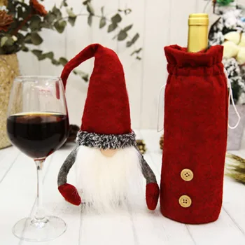 Нова Коледна капачка за бутилка вино, сладко подарък чанта за бутилка вино, украса за коледно парти за дома