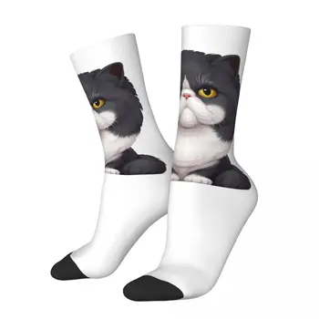 Черно-Бели чорапи с контрастен цвят Cat Catg, компресия чорапи с хумористичен модел, отглеждане R204