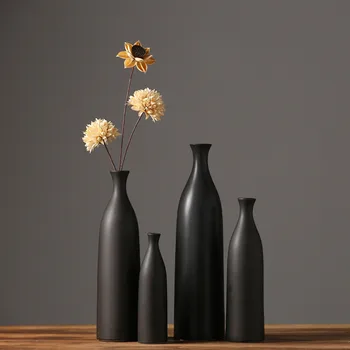 Черно-Бяла матова керамична ваза Съвременно минималистичное творческа украса за дома под формата на вази за цветя Прости и красиви декорации