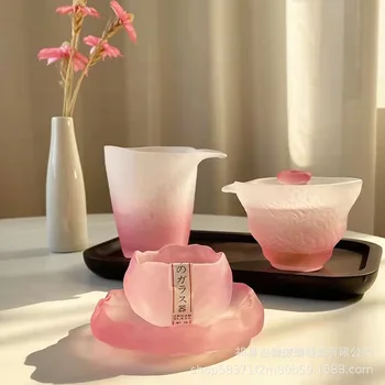 Японски Стил, розово жена чай от матирано стъкло, на Националната купа с капак от вятъра, мъжки чаша, Стъклена чаша, Домакиня, Чаена чаша, Дегустация чаени чаши