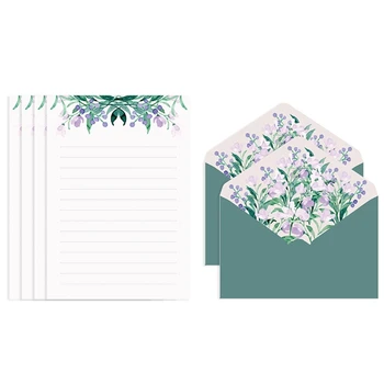 Комплект с цветен плик и 4 парчета хартия за писма, идеален за сватбени партита/абитуриентски/детската душа, покана за писане на благодарственных писма Y3NC