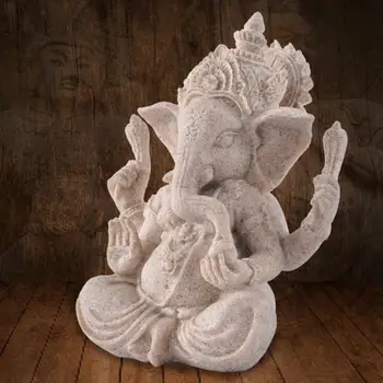 Скулптура на Буда в индуски стил слон от пясъчник, десктоп украса, Статуя за украса, Статуетки на Буда Ганеша, миниатюри За домашен Декор