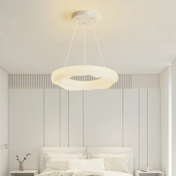 Окачен лампа за дневна в кремовом стил, супер ярък облачно, лампа, модерна проста спалня, кабинет, начало декор за вътрешно осветление