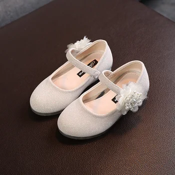 Детски обувки принцеса, пролетно новост, детски обувки за момичета, перлено-цветен дизайн, обувки на равна подметка за момиченца, празнична обувки Mary Janes