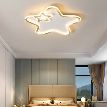 Лампа за детска стая, спалня, led тавана лампа, просто модерна творческа личност, златна петолъчна звезда, лампа за домашен кабинет