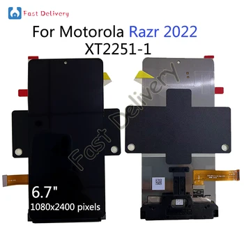 За Moto Razr 2022 LCD дисплей + Дигитайзер сензорен екран За Motorola Razr 2022 XT2251-1 LCD дисплей За Motorola Razr 3 Допълнителен екран