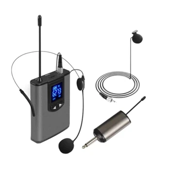 Микрофон за слушалки, петличный микрофон с предавател и приемник Bodypack, изход за 1/4 инча (A)