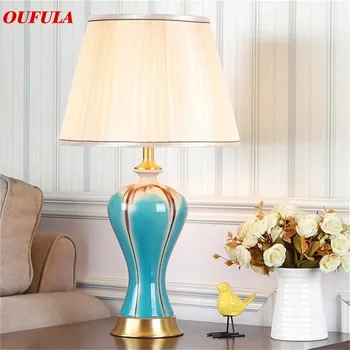 Керамични настолни лампи БЪНИ, настолна мед, луксозна модерна плат за фоайе, дневна, офис, креативни спални, хотела