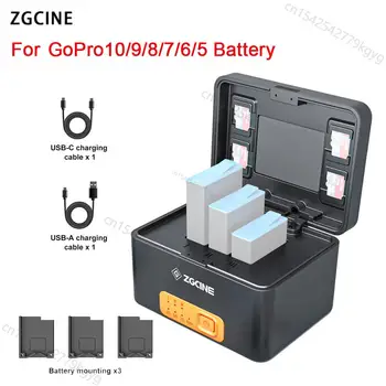 ZGCINE DIANA-G10 кабел за зареждане Кутия Калъф За Екшън-спортна Камера GoPro Hero 10 9 8 7 6 5 10400 mah, Кутия За Съхранение на Батерията, Аксесоари