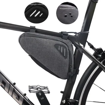 Водоустойчив мотор чанта за велоспорта, светоотражающая триъгълна чанта на волана, чанта за горната тръба на колелото, чанта за съхранение на инструменти, чанта за състав, аксесоари за велосипед
