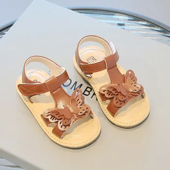 Плажни сандали COZULMA за момичета с Т-образно каишка, лятна обувки за момичета, елегантни сандали на равна подметка с възел на пеперуда, размер 21-30