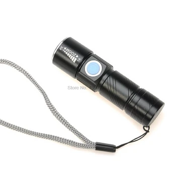 dhl 100 бр. практичен 3-Защитен Тактически Фенер-Светкавица С Мини-Увеличение, която се презарежда Мощен USB Led Фенерче За Пътуване На открито