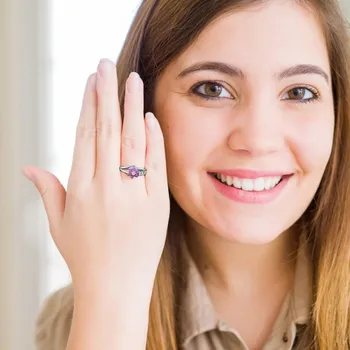 Винтажное изискано женско пръстен с бял опалом и цирконий, мед пръстен, Фини эстетичные пръстени за жени Анел Feminino Anillos