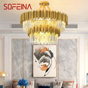 SOFEINA Златен полилей, кристал окачен лампа, постмодернистский led лампа за дома, хол, трапезария