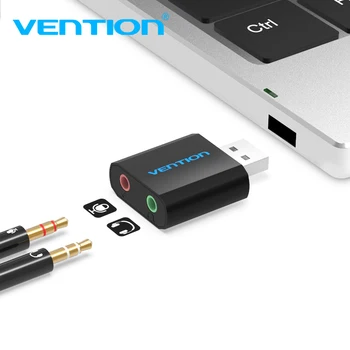 Vention Mini Външна звукова карта USB адаптер за слушалки USB-3,5 мм, звукова карта за микрофон, говорител, лаптоп, компютър PS4, звукова карта