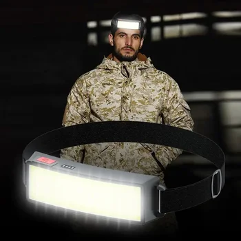 Налобный фенер LagerSoft Light с лъжичка COB Фитил, широка гама от ослепително осветление, вградена акумулаторна литиево-йонна батерия