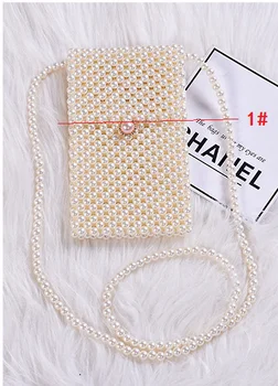 Дамски чанта през рамо, перлена малка чанта, дамски нова висококачествена мини чанта на рамото от бисерной мрежи, изработени със собствените си ръце