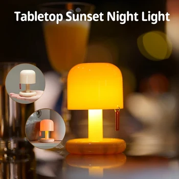 2023 Настолна нощна лампа Sunset Творчески USB акумулаторна батерия led нощна светлина в бульон стил за сън, Кафе бар, Домашен декор