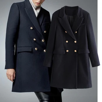 ZA 2020 Дамски есен-зима реколта модни двубортные аксесоари, сако, палто, Дамска Горна дреха с дълъг ръкав, шик върховете