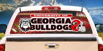 Джорджия Булдог Перфорирана Стикер на прозореца Vinyl Стикер на Прозореца на камиона NCAA 69 x 19