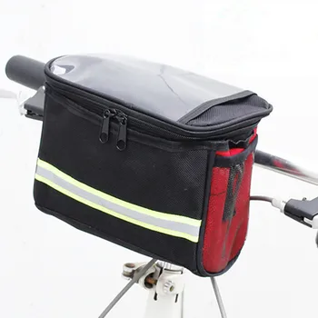 1 бр. чанта за колоезденето от плат Оксфорд, чанта с цип за каране на волана, защитна светоотражающая ивица, велосипедна предната тръба, кошница за багаж