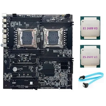 Дънна платка X99 с две свещи LGA2011-3 с поддръжка на два процесора RECC DDR4 с процесор 2XE5 2609 V3 + кабел SATA