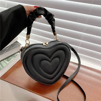 Модерна чанта през рамото във формата на сърца, малки чанти, чанти през рамо за жени, дамски чанти с горната дръжка от изкуствена кожа, госпожа портфейл