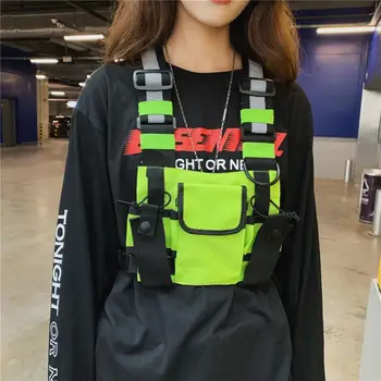 Нова нагрудная чанта, отразяваща жилетка, градинска облекло в стил хип-хоп, функционална нагрудная чанта на предната поясная чанта, раница