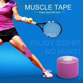 1 ролка памучна еластична лепенка, за спортни стикери при травми на мускулите (лилаво)