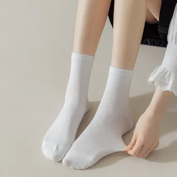 Тънки памучни чорапи за момичета, прости чорапи Jk в японски стил, дишащи обикновена къси чорапи, удобни чорапи, абсорбиращи потта