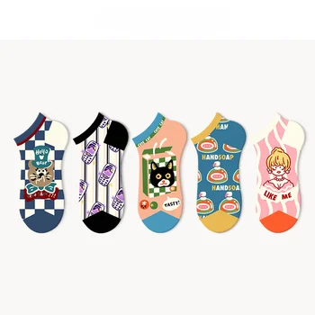 Чорапи с герои от анимационни филми, дамски чорапи, летни тънки чорапи Ins приливи и отливи в японски стил, сладки дишащи нескользящие тънки чорапи-лодка с нисък покрив