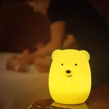 Замяна на лампата във форма на мечка сови, led нощна светлина за детска стая, детски силикон pet цвят