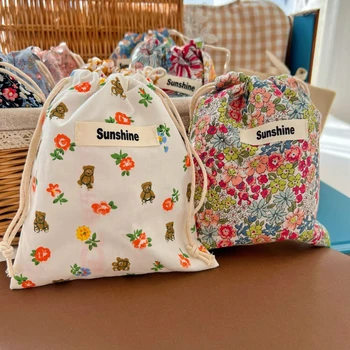 Ins Памучен чанта за бебешки пелени, джоб на съвсем малък, Органайзер с флорални принтом, чанта за пелени, Аксесоари за бебета, вещи от първа необходимост, Чанта за мама