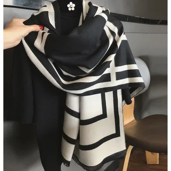 Нов буквално цветен блокиране на имитированный вълнен шал, дамски шал, дълги модерни, Стилни есенно-зимни тайна от pashmina