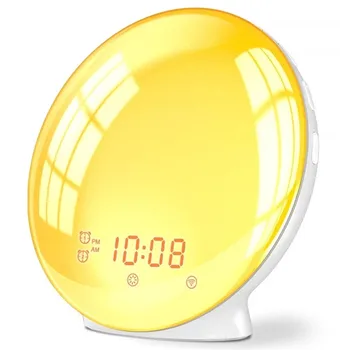yiwu 7 се Промени цвета на Светлинния Алармен часовник с Имитация на Алармата на Изгрев и Залез на Слънцето Настолни Часовници