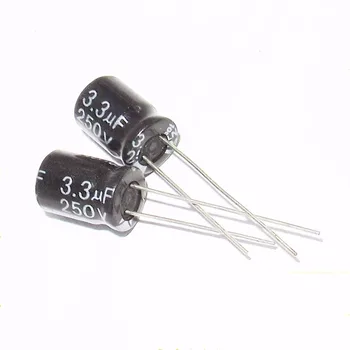 3.3UF250V алуминиеви електролитни кондензатори с Размери 8*12MM250V3.3UF Plug-in Нов оригиналния високо качество (50 бр.)