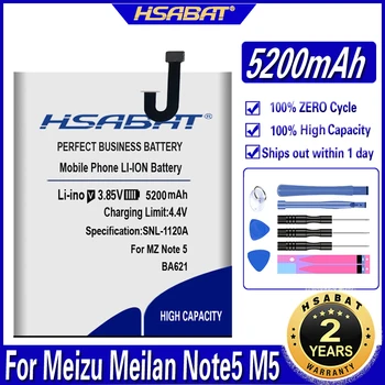 Батерия HSABAT 5200 mah BA621 за Meizu Meilan Note5 M5 Note 5, безплатна доставка