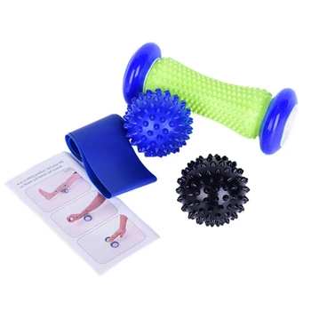 Масажът пръчка за йога, комплект от 4 теми, за да проверите за йога от PVC с шипове, тренировъчен салон за топката, еластична лента, роликовое обзавеждане за глезените