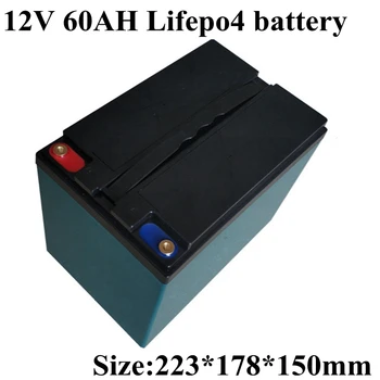 Водоустойчив Lifepo4 12v 60AH Литиева Батерия BMS 4s 12,8 за Инвертор 600 W, UPS, Лампа за Безжично електрическо оборудване + Зарядно Устройство 5A