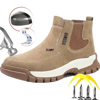 НОВА Противоискровая Защитни обувки, мъжки Обувки за Заварчици Със Стоманени пръсти, Защищающая От Пробиви, Противоударная Строителна Мъжки Работа Защитни обувки, Работни обувки