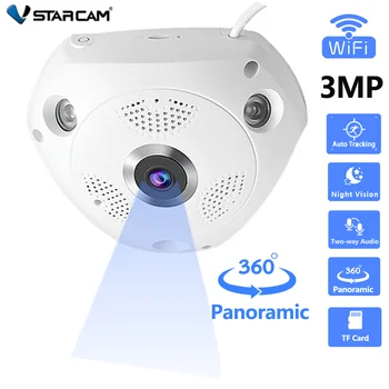 Vstarcam Wifi Панорамна Камера 3MP Камера за Сигурност Умен Дом 360 Градуса Панорамна IP Камера 
