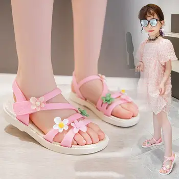 сандали за малки момичета, новите модни детски сабо принцеса на не-хлъзгава подметка за начално училище, обувки за новородените момичета