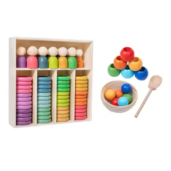 Дървени преливащи играчка за сортиране на дъгата блокове за момичета и момчета, подаръци за партита, образователни игри в детската градина