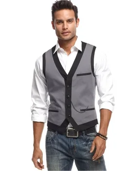 Нов дизайн в сиво и черно, жилетка за мъжете, сватбен костюм за бала, жилетки, мъжки жилетки, обичай colete masculino terno
