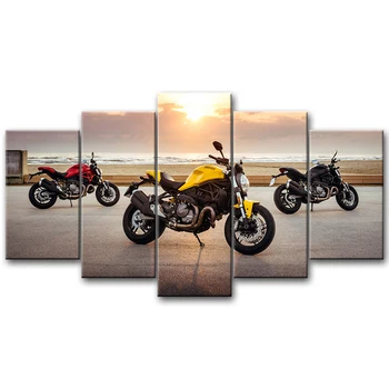 5 Бр. Платно На Стенно Изкуство Ducati Monster Bikes Модулни Плакати Със Снимки Модерен Начало Декор Украса На Хола Картини