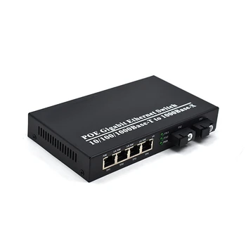 Пълен Gigabit 4-портов суич С Поддръжка на Poe IEEE802.3af/at 2 SC Fiber-20-километровым Медиаконвертером Poe За Безжични AP IP камери