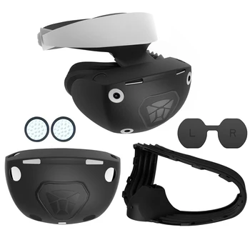 За PSVR2 Playstation VR2 Слушалки Каска Напълно Силиконов Калъф за Лице VR Shell Защитен Калъф за Очила Капак на обектива и Аксесоари 3 в 1