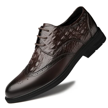 Нова мъжки бизнес ежедневни обувки от естествена кожа, модерен елегантни и луксозни мъжки Zapatos De Hombre, дишаща удобна градинска обувки